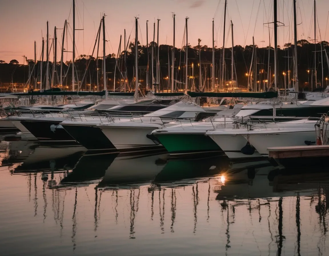 Feux de navigation et signaux lumineux d'un port la nuit